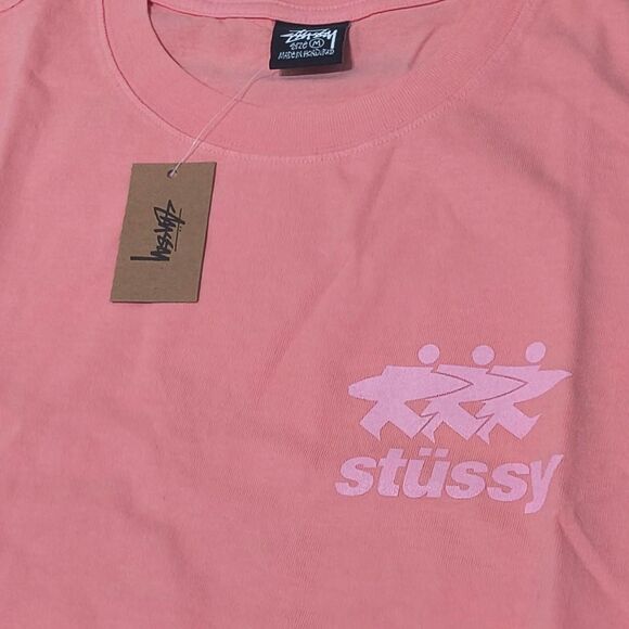Stüssy Surfwalk Pigment Dyed Tee Coral Size M NWT - Picture 2 of 5